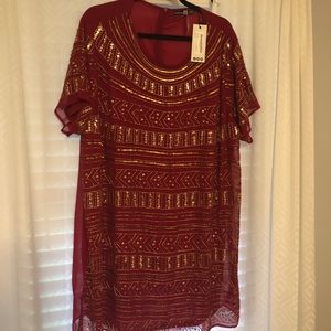 Boohoo plus sequin embroidery shift dress